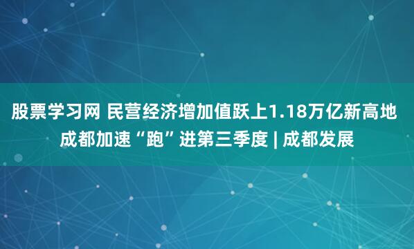 股票学习网 民营经济增加值跃上1.18万亿新高地 成都加速“跑”进第三季度 | 成都发展
